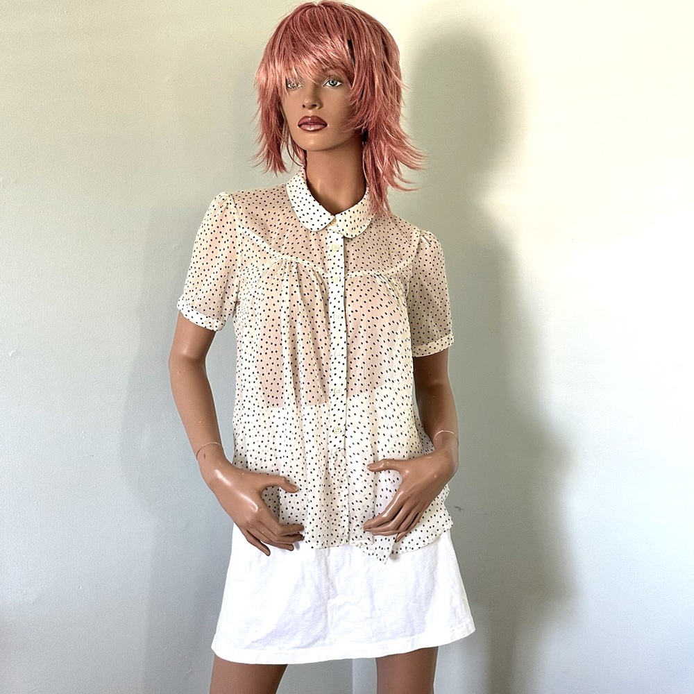Beautiful silk(?) sheer polka dot blouse. NWOT